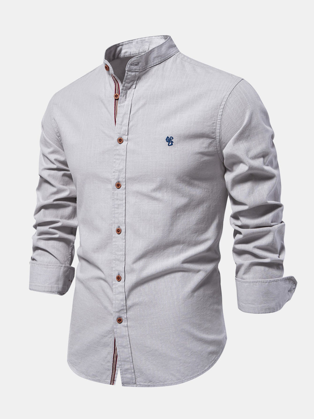 Rowan | Long Sleeve Linen Shirt With Stand Up Collar