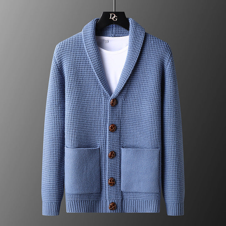 Matteo Waffle-Knit Shawl Cardigan