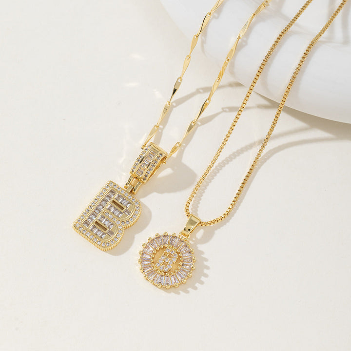 AISHA™ - Elegant 2-Pack Initial Letter Pendant Necklaces