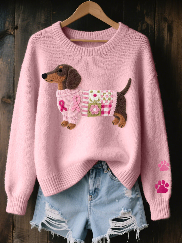 Naoni – Knitted jumper with wool felt dachshund motif