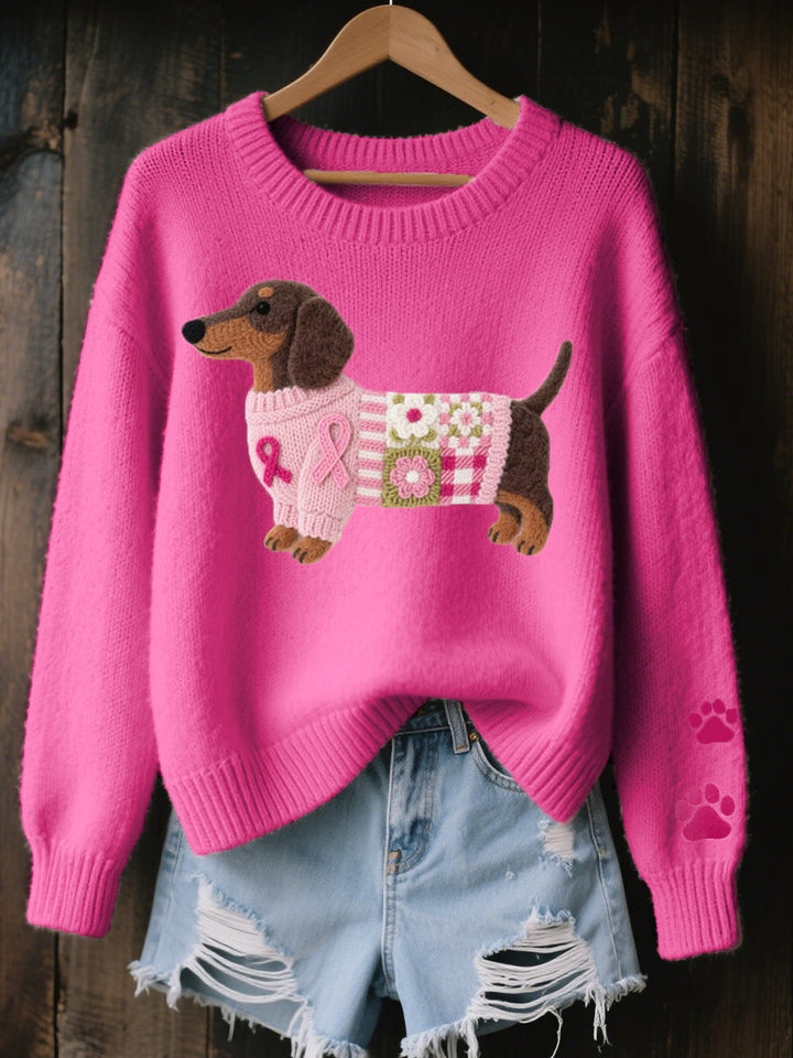 Naoni – Knitted jumper with wool felt dachshund motif