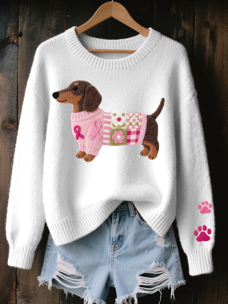 Naoni – Knitted jumper with wool felt dachshund motif