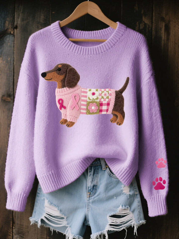 Naoni – Knitted jumper with wool felt dachshund motif