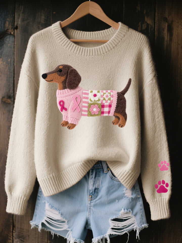 Naoni – Knitted jumper with wool felt dachshund motif